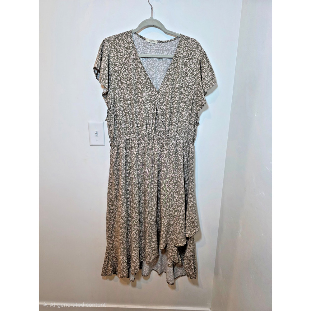 Angels Cottagecore Dress 3X Micro Floral Flutter Sleeve V Neck Boho Feminine - Picture 2 of 10
